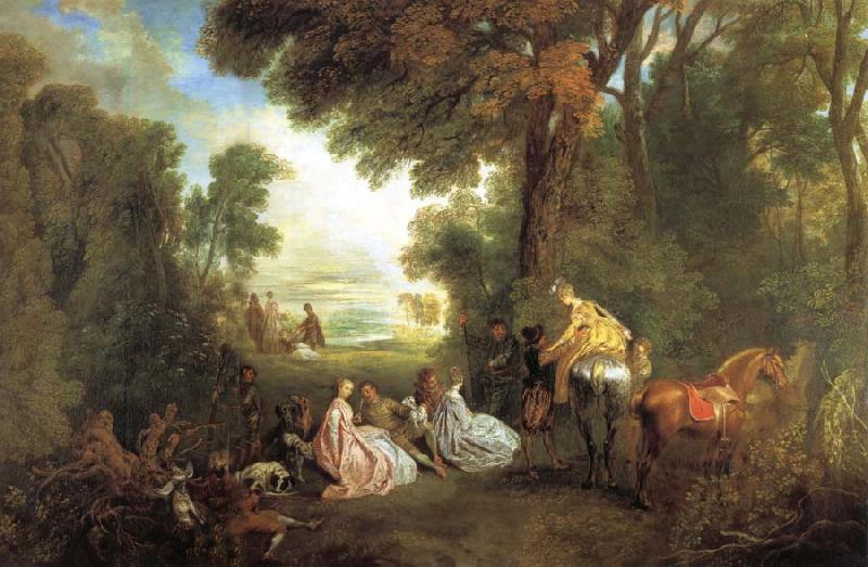 Jean-Antoine Watteau The Halt During the Chase France oil painting art
